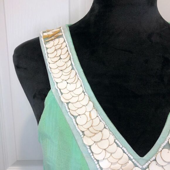Liv Los Angeles mint green beaded tank blouse - Picture 9 of 10